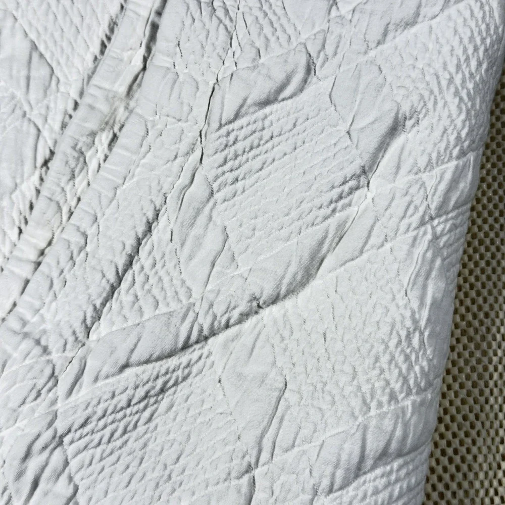 Pottery Barn White Quilted King Pillow Sham 100% Cotton 20x36 Made in Portugal